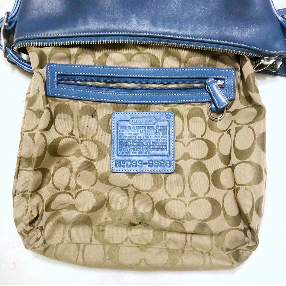 Vintage Coach Slim Legacy Duffle Leather 03  Bag In Blue #9328
